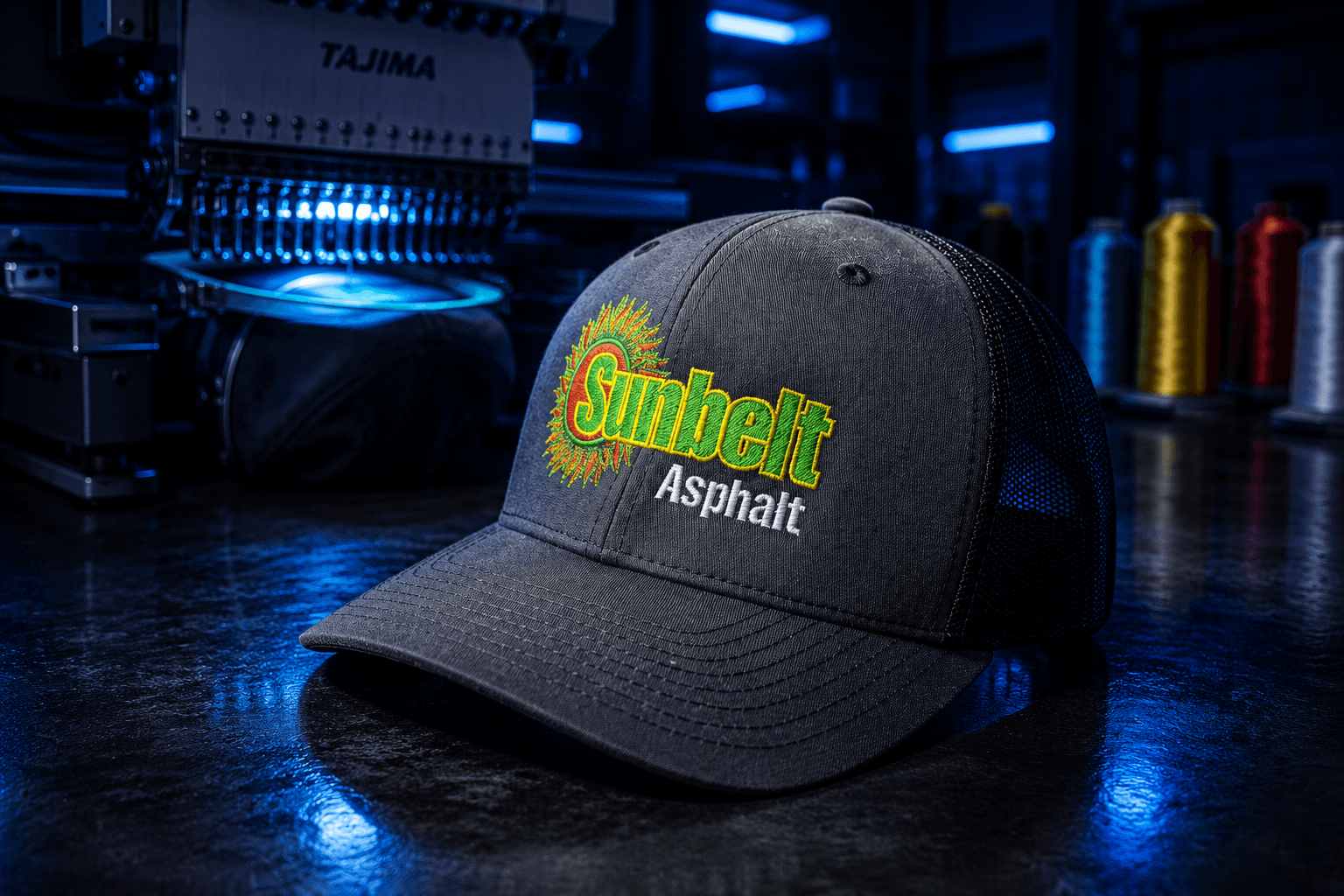 Embroidery production at Hue Graphics